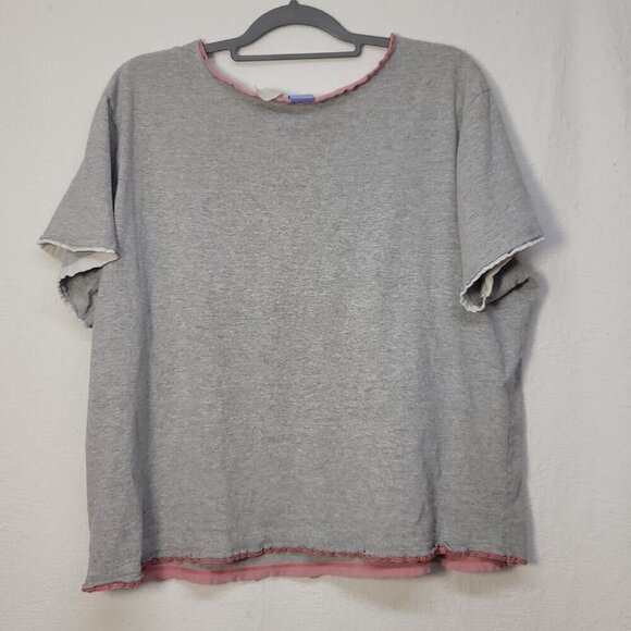 731. Disney EEYORE Short Sleeve Shirt Gray Pink Sz ? XL - Picture 2 of 6
